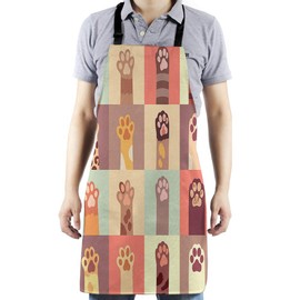 HGOD DESIGNS Cat Kitchen Apron,Funny Cute Cats Paw Flat Icon Bib Aprons For Home Cooking Gardening Adjustable Neck for Women men,Adult Size