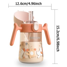 Qshare Kinder Trinklernbecher ab 6 Monate+,240ml Baby Trinkflasche,Trinkbecher für Babys,Baby Trinklernbecher ab 6 Monate mit ergonomischer Silikontülle (orange)