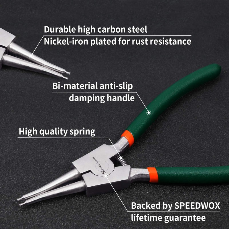 SPEEDWOX Circlip Pliers 7-Inch Snap Ring Pliers External Heavy Duty