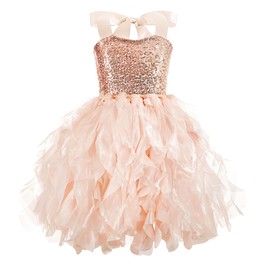 Peach Flower Tutu Dress for Girls Sequin Tulle Fairy Sneaker Ball Dresses for Toddler Kid Little Girl Fancy Sparkly Princess Mommy and Me Flower Dresses Easter Graduation Birthday Outfit Size 9-10T