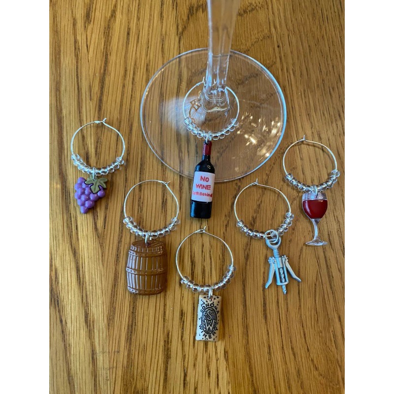 hand crafted " WINE THEMED" SET OF 6 Hand Crafted