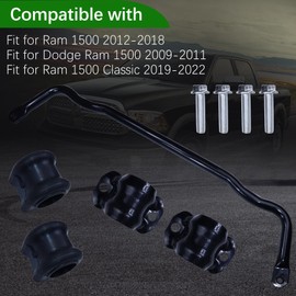 55398938AC Front Suspension Stabilizer Bar with Bushing Retainer Set & Hex Head Screw Fit for 2009-2010 Dodge Ram 1500, 2011-2018 Ram 1500, 2019-2022 Ram 1500 Classic 4WD, Front Sway Bar