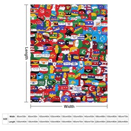 Dujunex Countryball World Map Blanket Soft Cozy Lightweight Flannel Fluffy Microfiber All Season Funny Food Blanket Fuzzy Plush Throw Blankets for Couch Sofa Bed 60"X50"