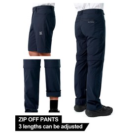 KUTOOK Men’s Convertible Hiking Pants Lightweight Fishing Pants That Zip Off into Shorts Quick Dry Men Outdoor Shorts Travel Camping Cycling Black L