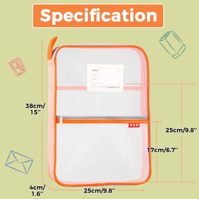 Mesh Document Bag Nylon File Zip Bag Travel A4 Student