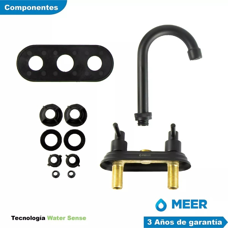 Meer - Kit De Mezcladora Y Accesorios Para Baño Negro