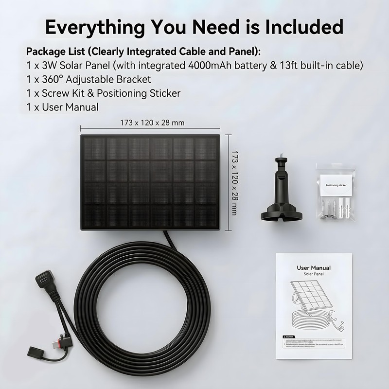 Solar Panel Charger for Blink Camera with 4000mAh Battery 24/7