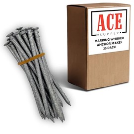 Marking Whisker Stakes 25 Pack - Galvanized Ground Anchors for use with ACE Supply Field Marker Whiskers, 3-1/2" Length