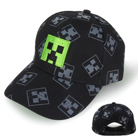 Cartoon Baseball Cap, Children's Snapback Cap, Boys Baseball Cap, Sun Hat, Miner Outdoor Sports Casual Baseball Cap, Pixelig Grid Sun Hat, black