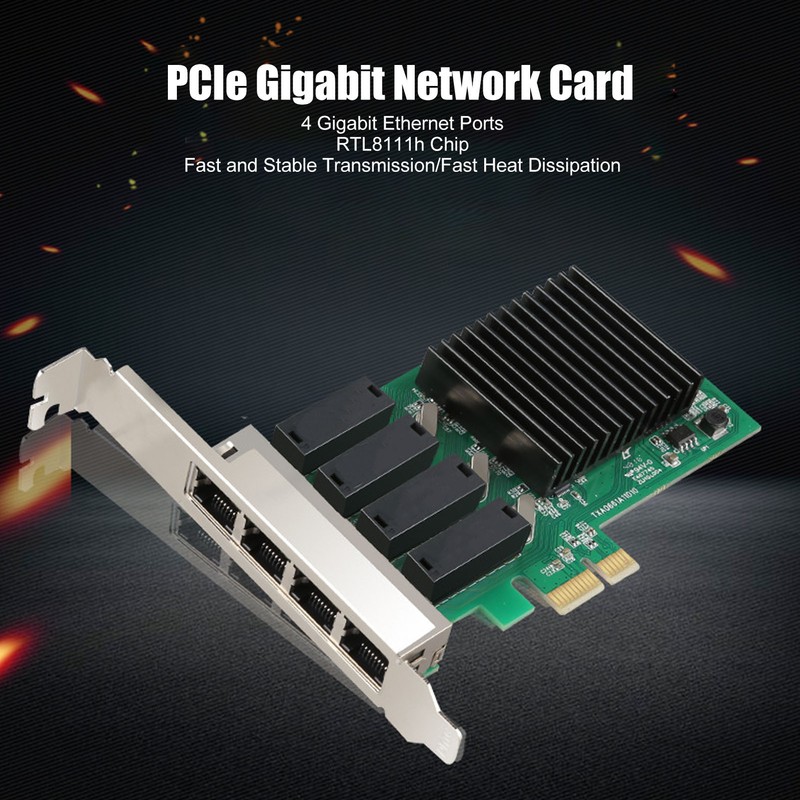 PCIe Network Card 4 Port 1000Mbps Transmission PCI Express 1.1