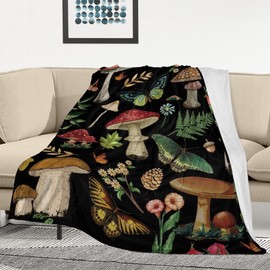 Mushroom Blanket Gifts for Women Soft Cozy Fleece Flannel Mushroom Throw Blanket All-Season for Sofa Couch Cottagecore Room Decor Blankets for Adults Teen 60"x50" Inches