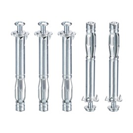 DTGN M4x60mm Hollow Wall Anchors - 5 Pack - Good for Hollow Wall Plaster Walls - Carbon Steel Hollow Drywall Anchors Screws, Silver