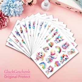 Unicorn Tattoos Girls, 15 Unicorn Stickers Glitter Tattoo Set Children Waterproof Unicorn Gifts for Girls Party Bags Children's Birthday Gifts for Back to School Christmas Gifts