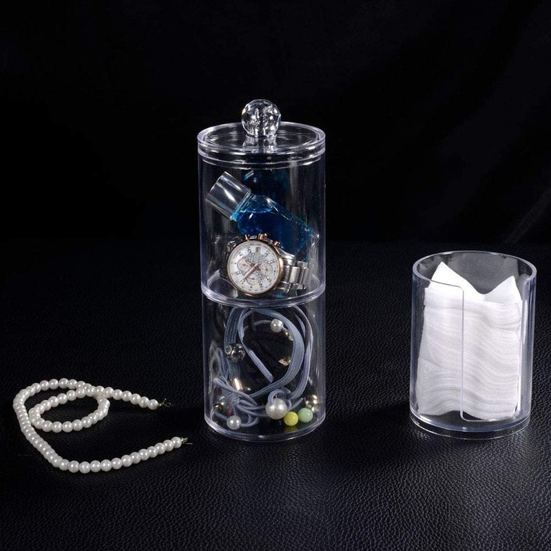 Feelava 3 Pcs Clear Acrylic Cotton Ball Holder Cotton Swab