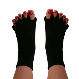Toe Separator Socks, Foot Alignment Sock, Health Care Toe Spacers, Bunion Corrector, Yoga Pedicure Socks (Black, One Size)