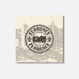 Unbranded Florence Italy Grunge Travel 4'' X 4'' Square Wooden Coaster