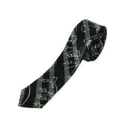 Casual Music Music Necktie, Men's, Stylish, Musical Notes, Borders, Dots, Business (Black)
