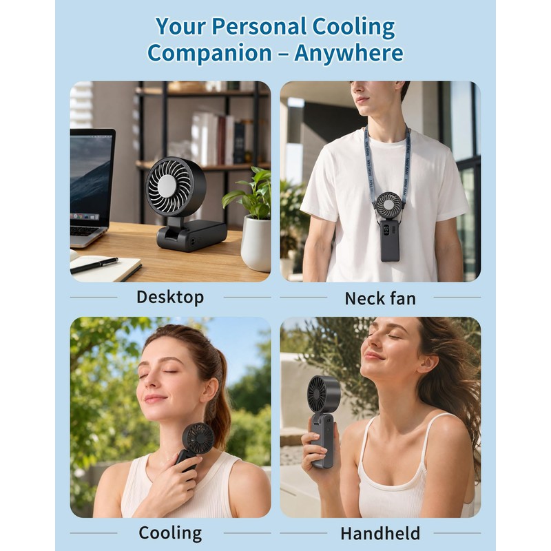 NORHOM Portable Handheld Fan with Ice Cooling, 100 Speed Rechargeable