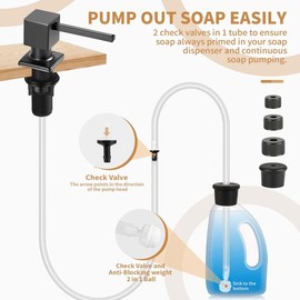 Kitchen Hack Under Sink Dish Soap Dispenser with 47" Tube Hose and Check Valve for Prevent Backflow - Home Goods, White:_Tube Kit with Square pump head (Gray)