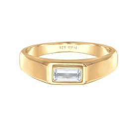 Kuzzoi Men's Ring with Topaz Gemstone, Elegant Solitaire Ring in Gold-Plated 925 Sterling Silver, Golden Men's Gemstone Ring, Band Ring for Men in Ring Size 60 - 66, 0612391922, Gemstone, White Topaz