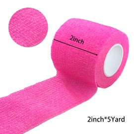 Erewa 6 Pack 2 Inches Self Adhesive Wrap Bandage Self Adherent Cohesive Bandage Tape Stretch Vet Wrap Breathable Athletic Tape for Sports, Wrist, Ankle（Pink）