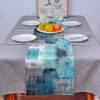 Table Runner Dresser Scarves, Turquoise and Grey Abstract Art Dining