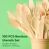 FEHHTO Disposable Bamboo Utensils Set, Compostable Cutlery, Eco-Friendly Disposable Silverware