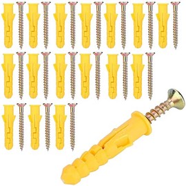 Drywall Anchor kit - Hollow Wall Anchors with Screws Assortment Kit, Self-Drilling Hollow Wall Anchor, for Drywall, Nylon Plastic,100PCS / 50Sets (Yellow 640mm)