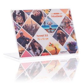Photo Stand (Picture Frame) in Photo Format 15 x 10 cm Photo Stand as Crystal Clear Picture Stand, Photo Frame, Frameless Picture Holder as Stand Made of Plexiglas for Your Favourite Photos and