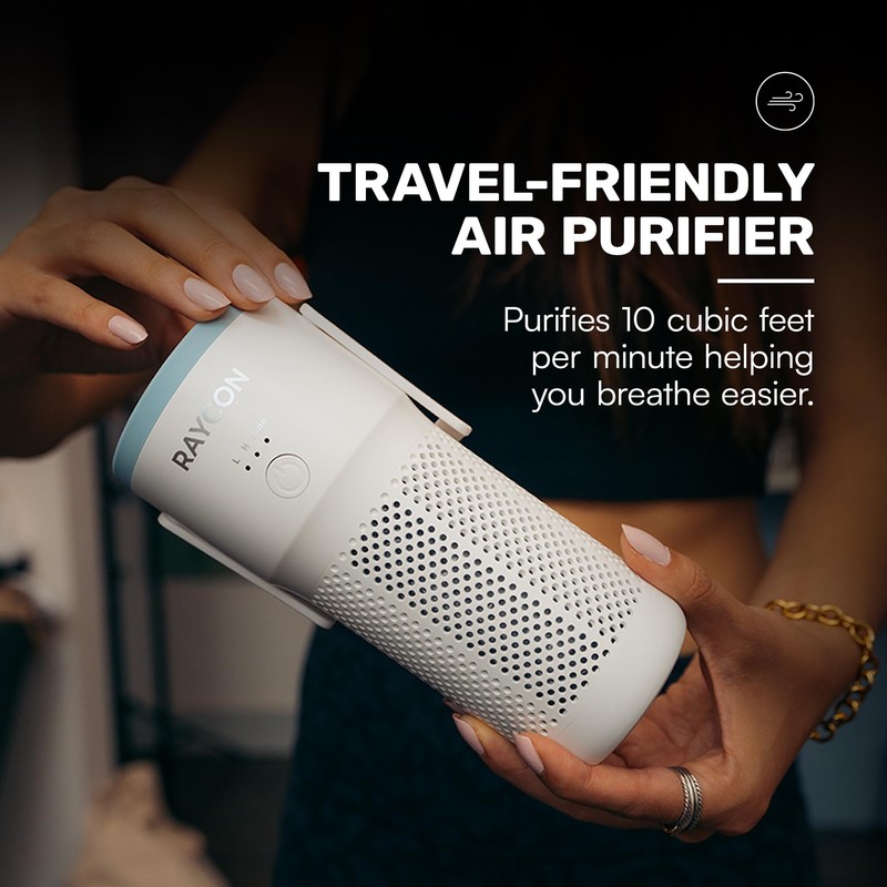 Raycon Portable Air Purifier, H13 Replaceable Hepa Filter, Adjustable Speeds,
