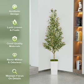 Waoops Artificial Olive Tree 6ft with Aesthetic Design Large Tall Fake Plant Faux Silk Floor Plants for Home Living Room Bedroom Office Patio Decor Indoor