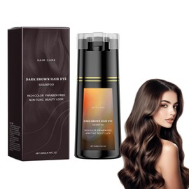 Hair Dye Shampoo for Quick and Natural Colour Coverage - Grey Hair Colouring Shampoo for Women & Men, with Natural Ingredients, Easy to Use (Brown, 200 ml)