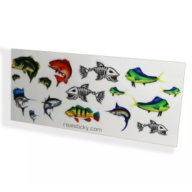 Real Sticky R/C Scale Saltwater Bass Fish Sticker Sheet RC 1:10 Boat Body Mini Decal Pack