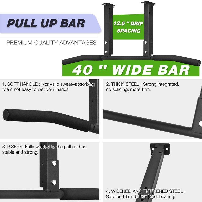 ATENTO Multifunctional Pull Up Bar for Ceiling Mount or Beam
