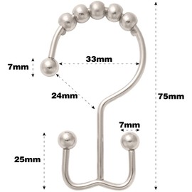 Shower Curtain Hooks, 12 Pcs Stainless Steel Shower Curtain Hooks Rings, Double Glide Shower Rings, Shower Hooks for Shower Curtains Rods, Nickel