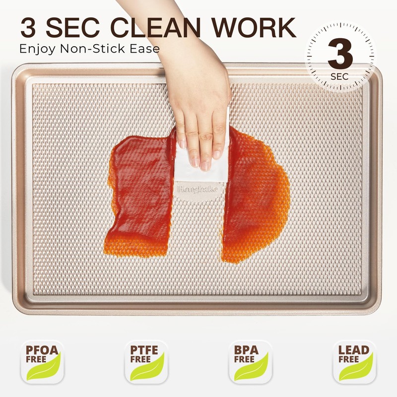 HONGBAKE Baking Sheet Pan Set of 3, Cookie Sheets for
