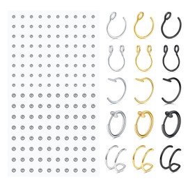 Longita Fake Piercings Fake Nose Ring Hoop Fake Nose Piercings Fake Septum Ring Fake Lip Ring Fake Nose Stud Non Piercing Stick on Fake Eyebrow Lip Piercing Faux Nose Ring Clip on Earring Hoop