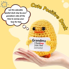 ZLSPTK Positive Crochet Animals Duck Emotional Support Plush Crochet Funny Gift for Women Friends Grandma Birthday Emotional Support Doll Knitting Toy Motivational Crochet Accessories Desk Room Decor