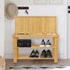 BAMBUROBA Shoe Rack Storage Bench Bamboo Organizer Entryway Organizing Shelf