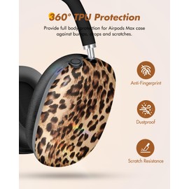 Joyleop for Airpods Max Case - Stylish Durable Hard for AirPods Max Covers, Cool Protective Headphones Case with Unique Design, Pretty Essential Accessories for Headphones, Leopard