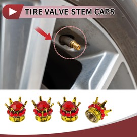 HEROFFIX 4 Stück Stilvolle Reifenventilkappen 15mm Reifenventil Staubabdeckungen für die meisten Autos LKW Gold Ton Rot ABS Kupfer