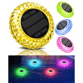 Solar Powered Floating Pool Lights, Waterproof Rechargeable Glow RGB Color Changing Light That Float for Inground, Above Ground Pools Lighting Accessories Wedding Party (Warm White & RGB, 6 Pack)