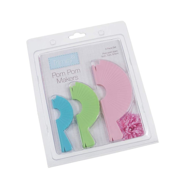 3 Reusable Plastic Pom Pom Maker Set - 5cm, 7cm