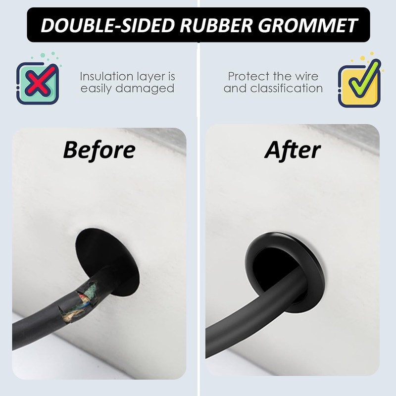 170PCS Rubber Grommet Kit, Closed Rubber Hole Plug, Rubber Grommets