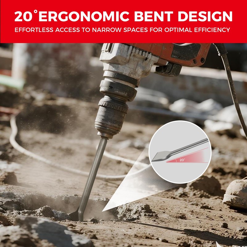 SDS Plus Chisel, 3-inch Wide Cranked Angled Bent Tile Removal