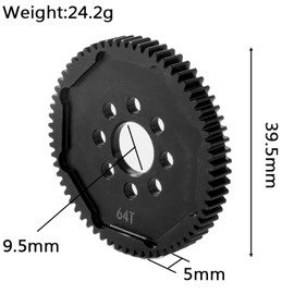Qloi-LeUe RC Car Metal Spur Gear 64T for Tamiya TAM54500 54500 Rc TT02 High Speed Gear Set, 64T, OP Upgrade Parts, Black