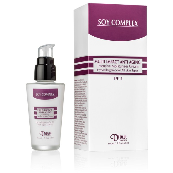 Dinur Cosmetics SOY COMPLEX Multi Impact Anti Aging Moisturizer Cream SPF 15 1.7 oz. 50 ml.