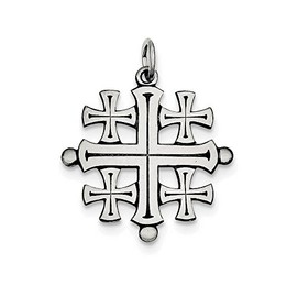 FJC Finejewelers Sterling Silver Antiqued Jerusalem Cross Pendant Necklace Chain Included