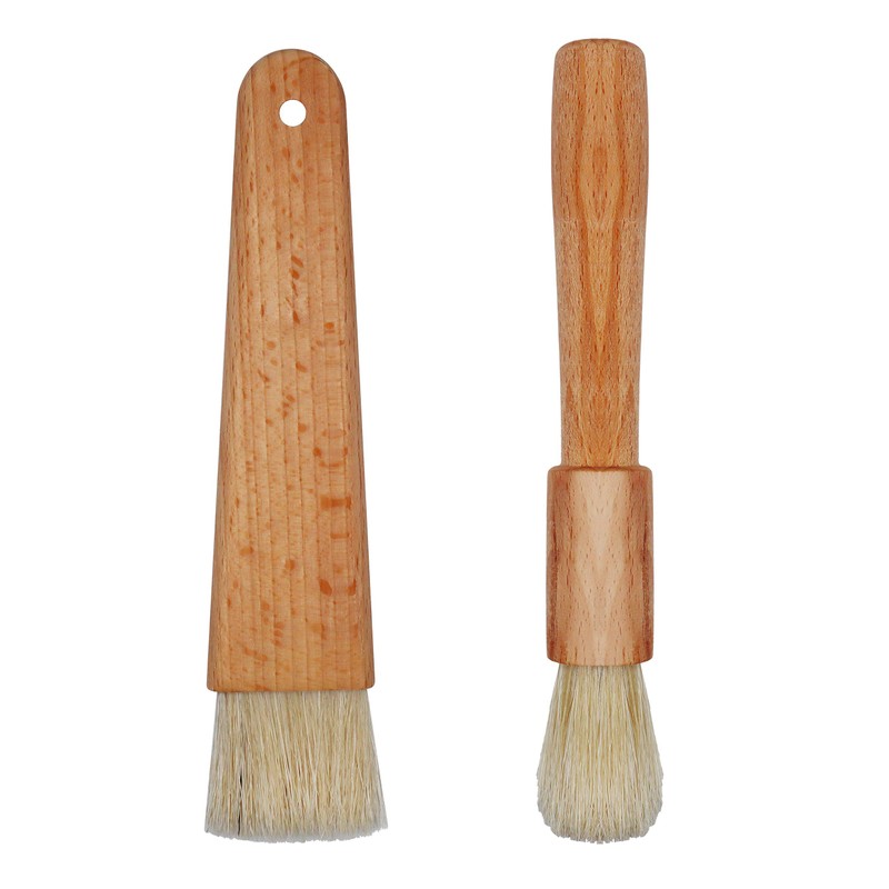 EIKS 2 Sets Natural Bristles with Wooden Handle Pastry Brushes