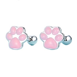 Bellitia Jewelry Paw Cat Earrings for Women 925 Sterling Silver Girls Stud Earrings Love Set Jewellery Gift for Women, Sterling Silver